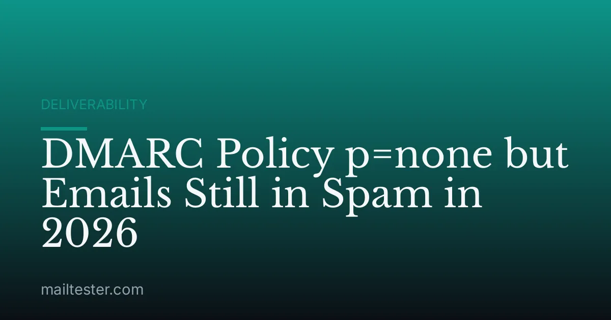 DMARC Policy p=none but Emails Still in Spam in 2026