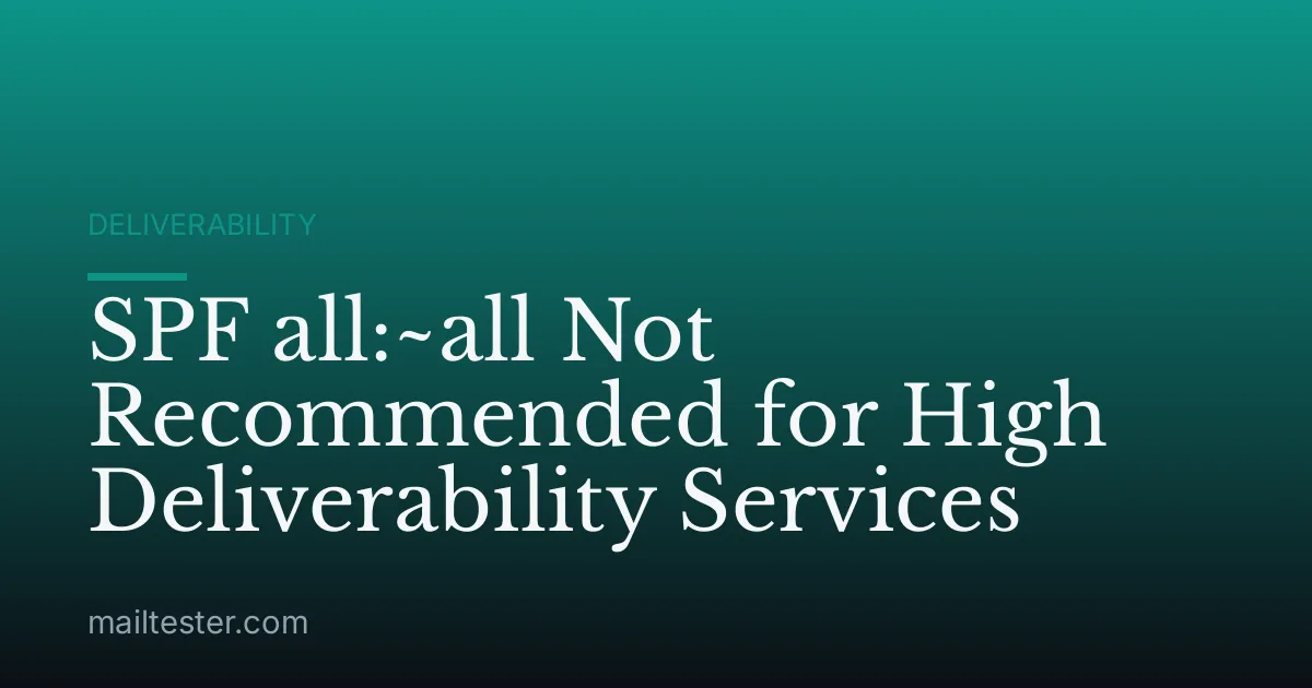 SPF all:~all Not Recommended for High Deliverability Services