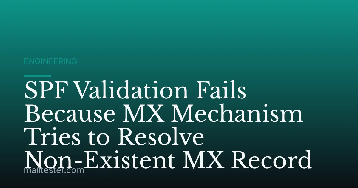 SPF Validation Fails Because MX Mechanism Tries to Resolve Non-Existent MX Record
