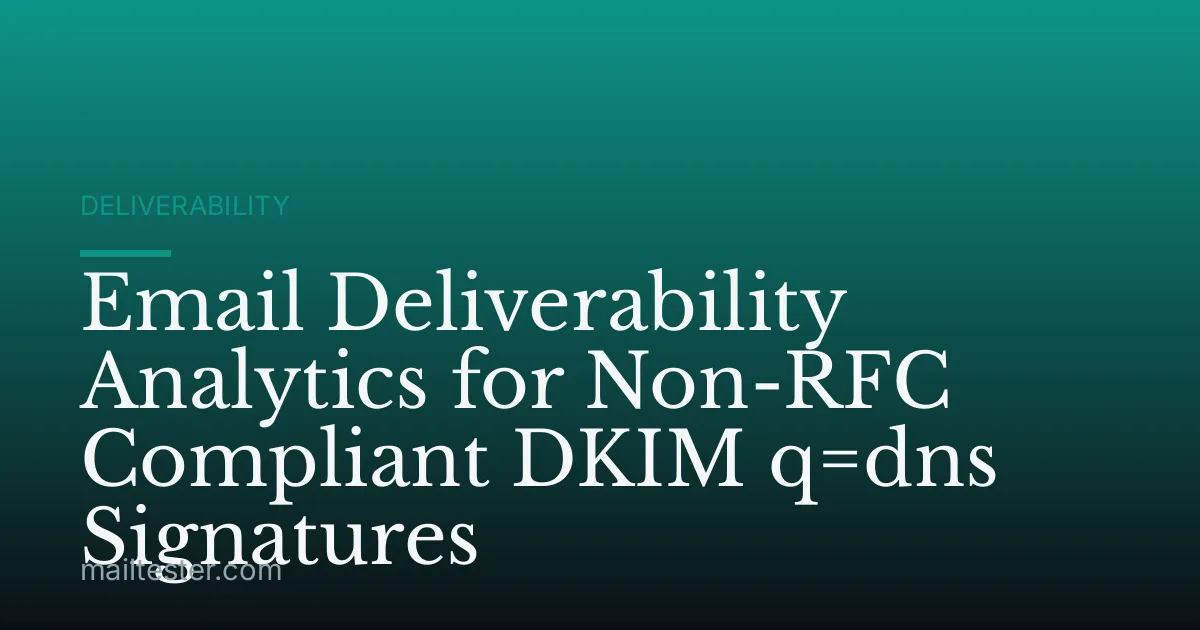 Email Deliverability Analytics for Non-RFC Compliant DKIM q=dns Signatures