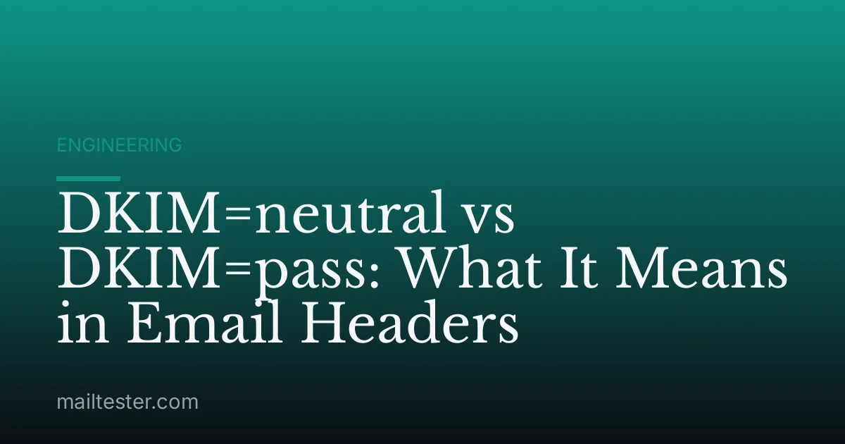 DKIM=neutral vs DKIM=pass: What It Means in Email Headers