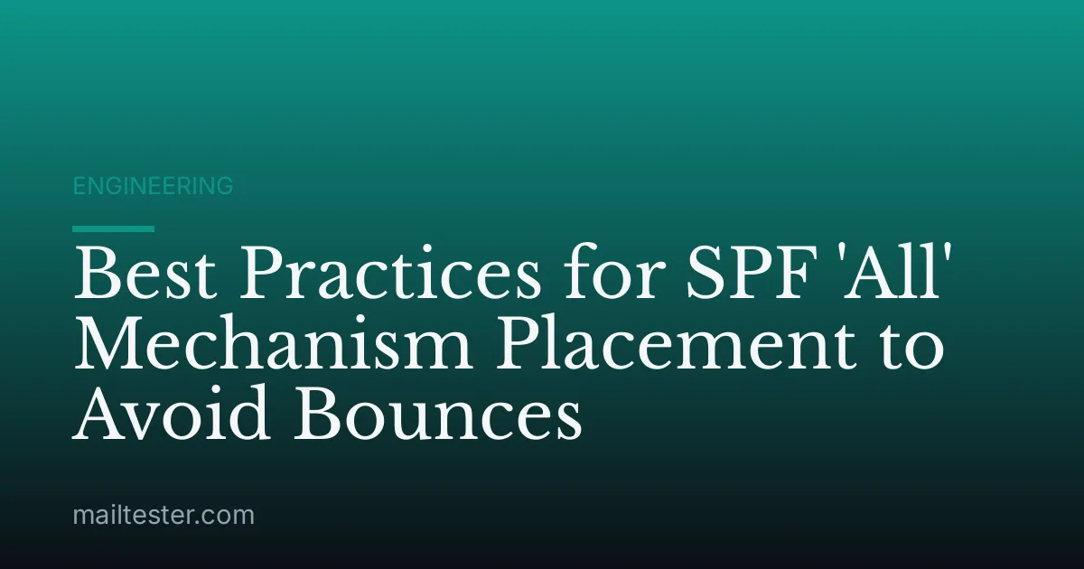 Best Practices for SPF 'All' Mechanism Placement to Avoid Bounces