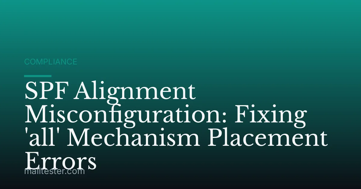 SPF Alignment Misconfiguration: Fixing 'all' Mechanism Placement Errors