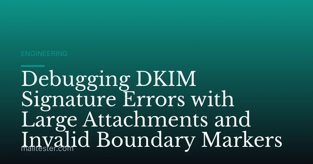 Debugging DKIM Signature Errors with Large Attachments and Invalid Boundary Markers