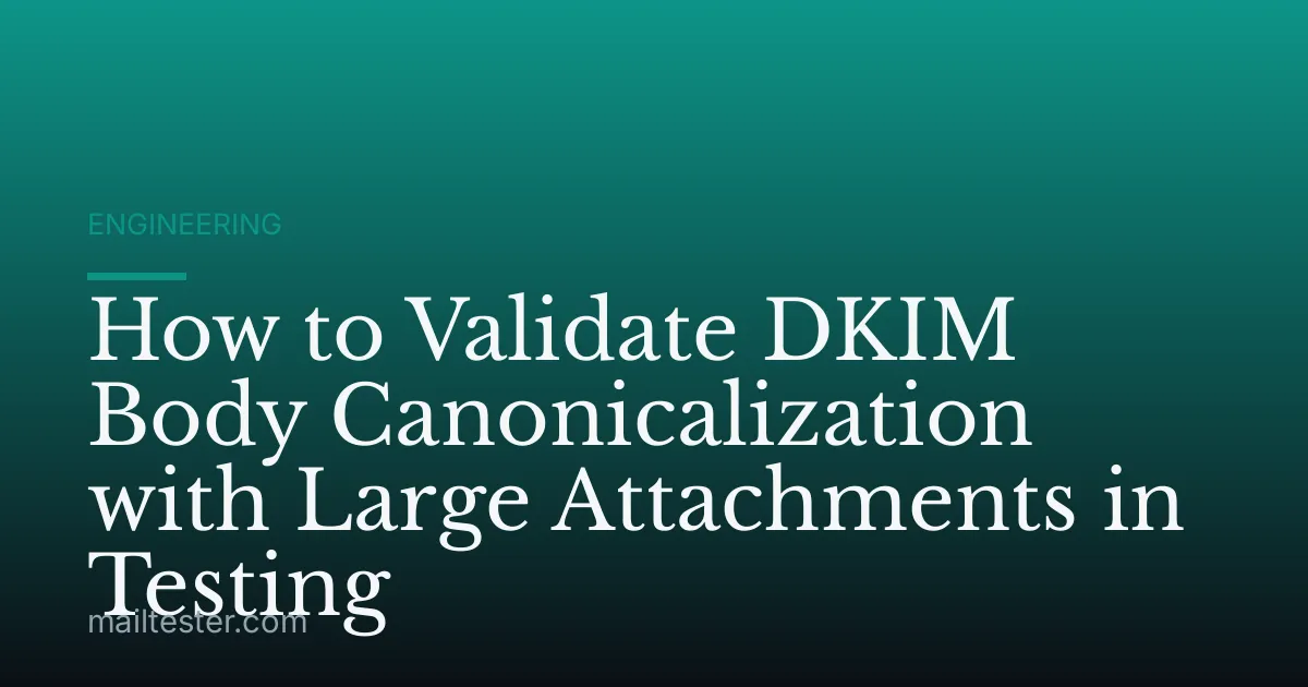 How to Validate DKIM Body Canonicalization with Large Attachments in Testing