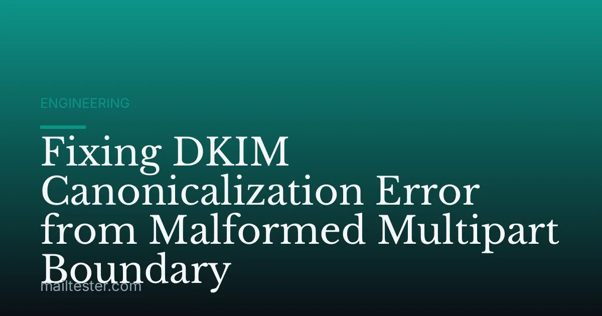 Fixing DKIM Canonicalization Error from Malformed Multipart Boundary