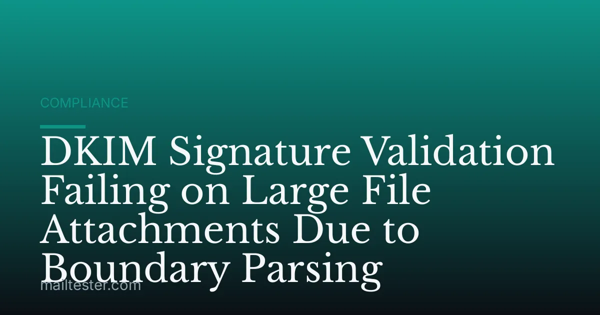 DKIM Signature Validation Failing on Large File Attachments Due to Boundary Parsing