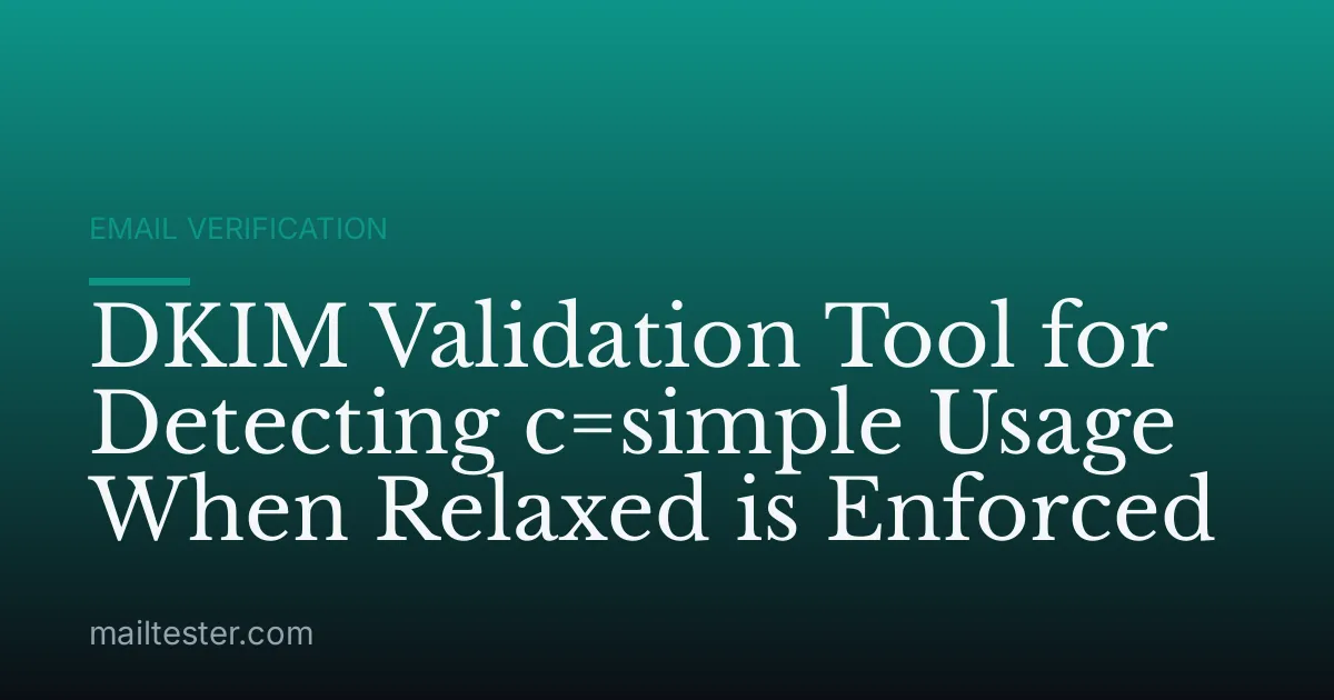 DKIM Validation Tool for Detecting c=simple Usage When Relaxed is Enforced