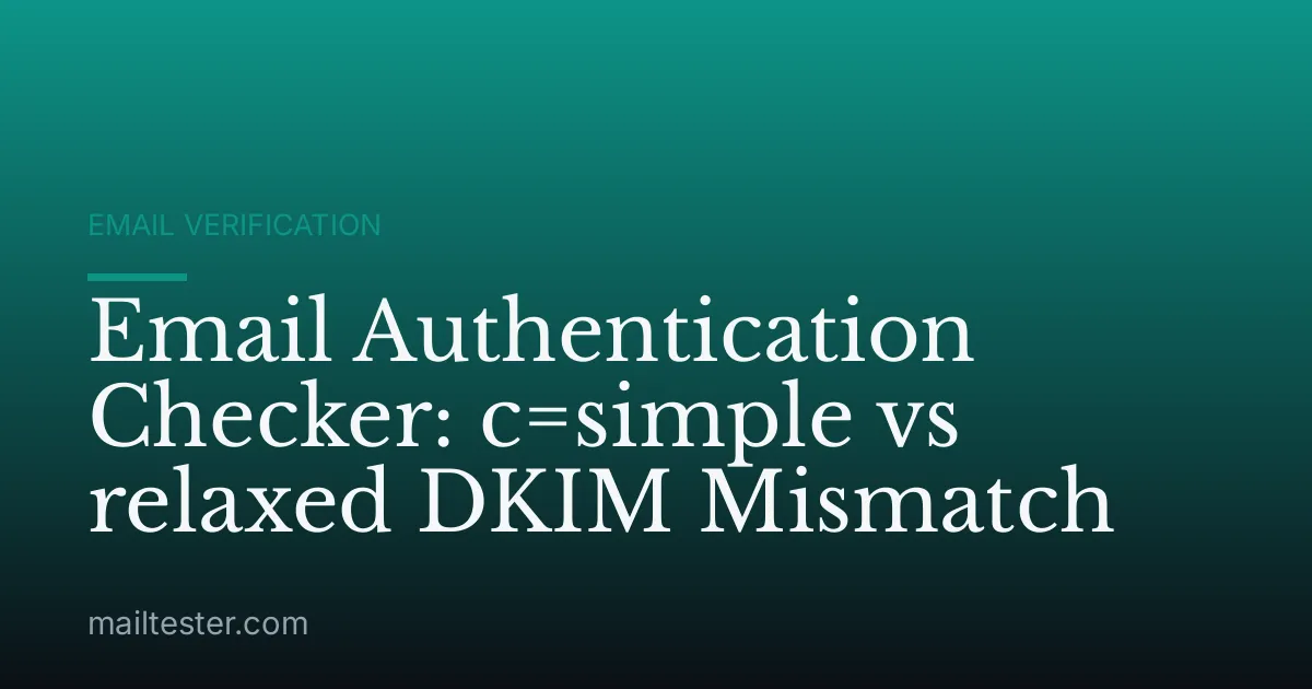 Email Authentication Checker: c=simple vs relaxed DKIM Mismatch