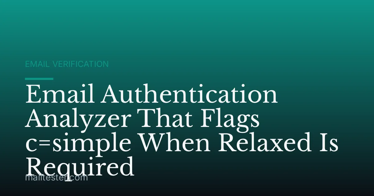 Email Authentication Analyzer That Flags c=simple When Relaxed Is Required
