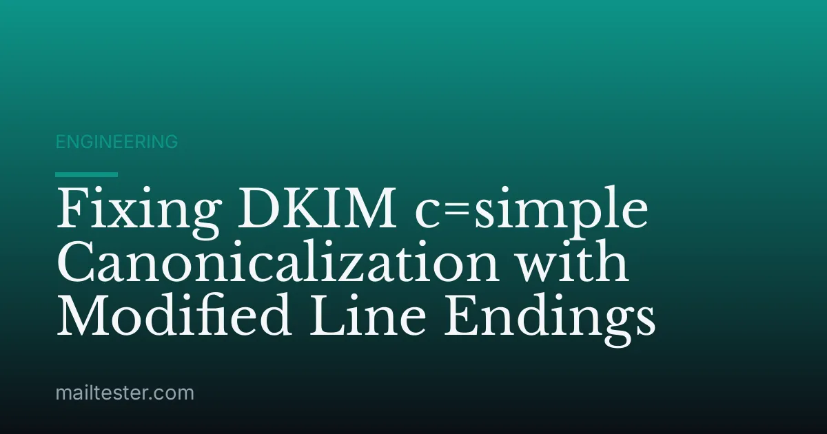 Fixing DKIM c=simple Canonicalization with Modified Line Endings