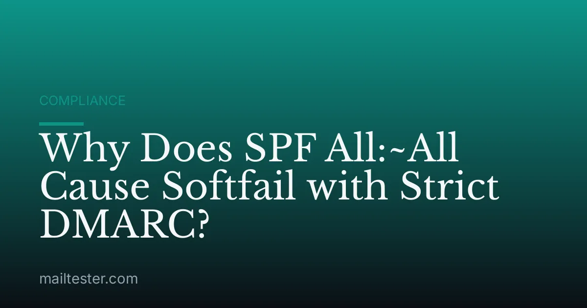 Why Does SPF All:~All Cause Softfail with Strict DMARC?