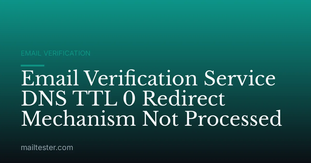 Email Verification Service DNS TTL 0 Redirect Mechanism Not Processed