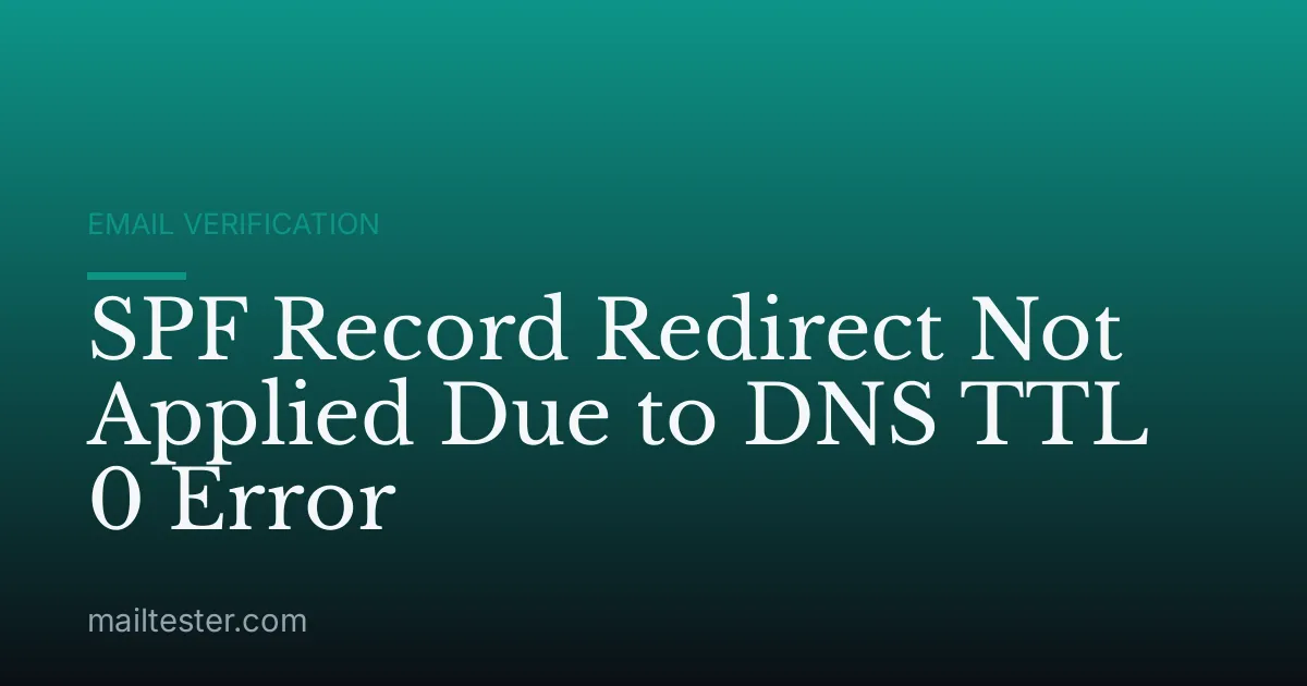 SPF Record Redirect Not Applied Due to DNS TTL 0 Error