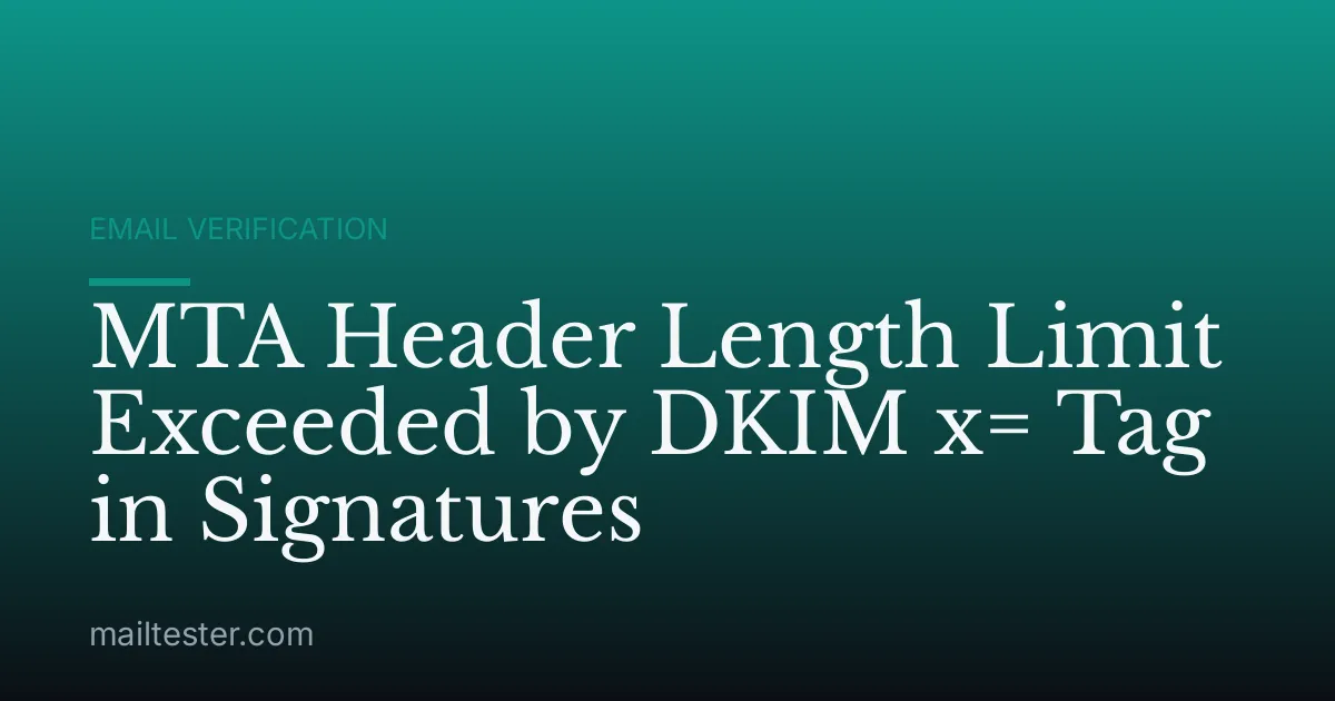 MTA Header Length Limit Exceeded by DKIM x= Tag in Signatures