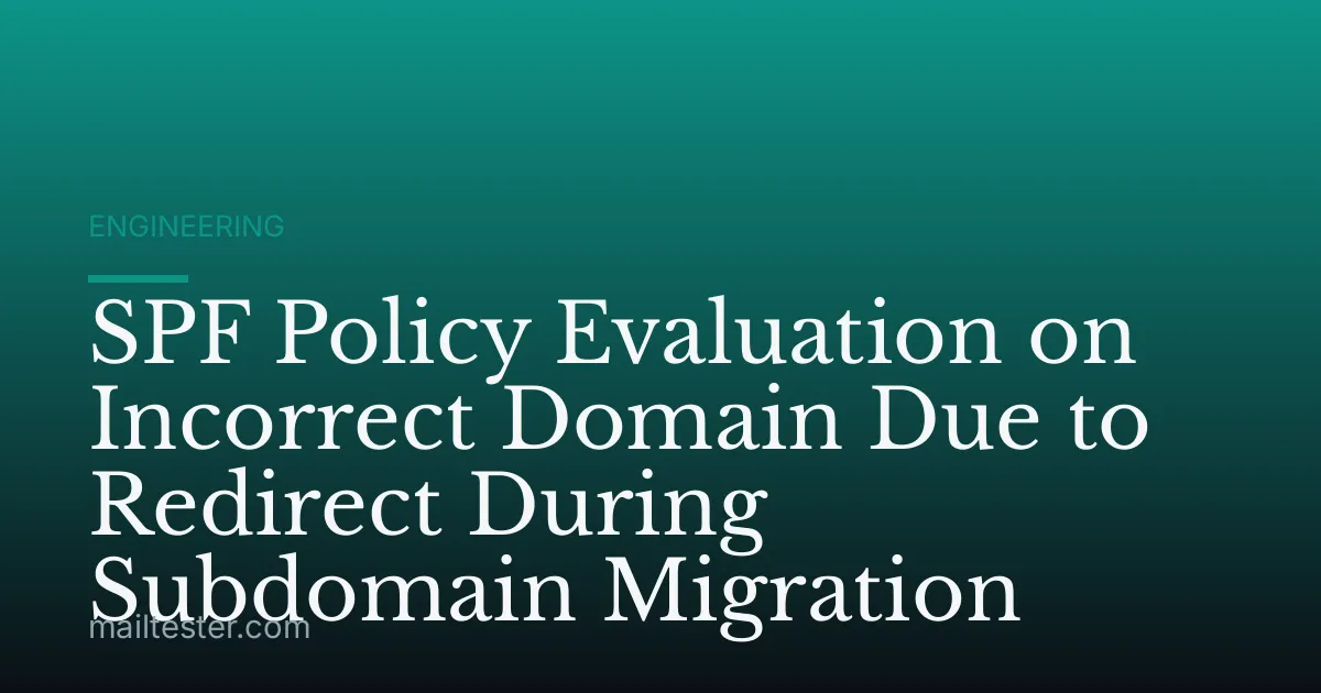 SPF Policy Evaluation on Incorrect Domain Due to Redirect During Subdomain Migration