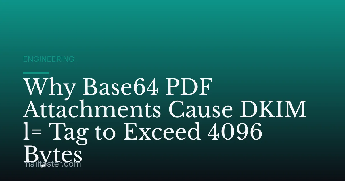 Why Base64 PDF Attachments Cause DKIM l= Tag to Exceed 4096 Bytes