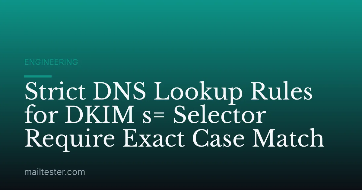 Strict DNS Lookup Rules for DKIM s= Selector Require Exact Case Match