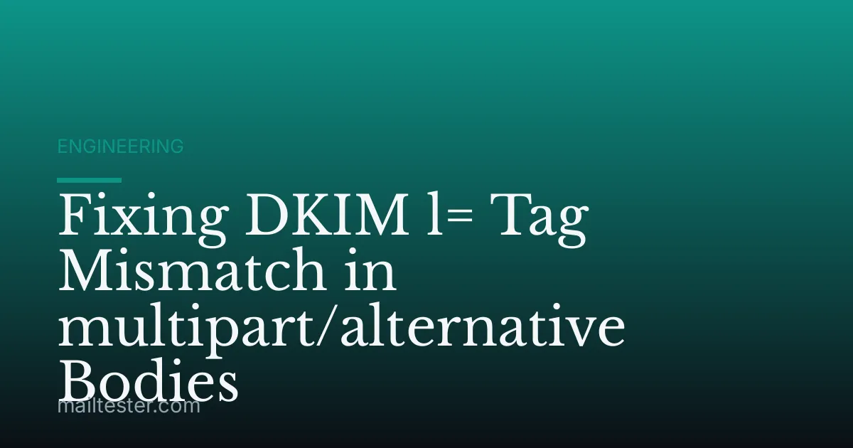 Fixing DKIM l= Tag Mismatch in multipart/alternative Bodies