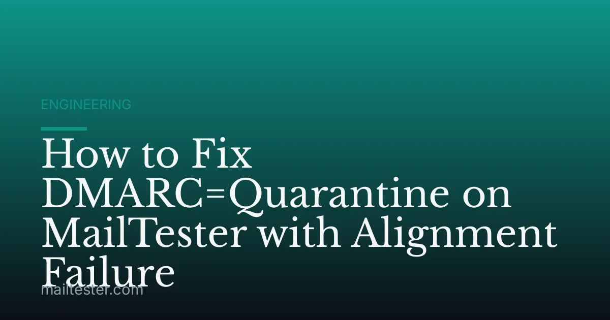 How to Fix DMARC=Quarantine on MailTester with Alignment Failure