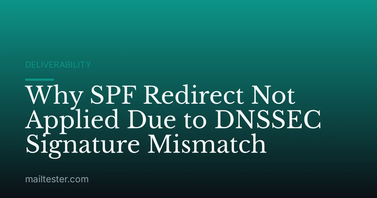 Why SPF Redirect Not Applied Due to DNSSEC Signature Mismatch