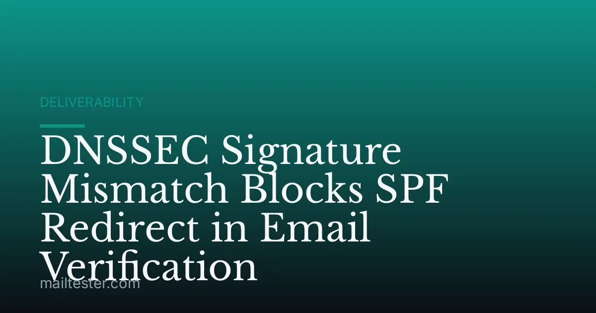 DNSSEC Signature Mismatch Blocks SPF Redirect in Email Verification