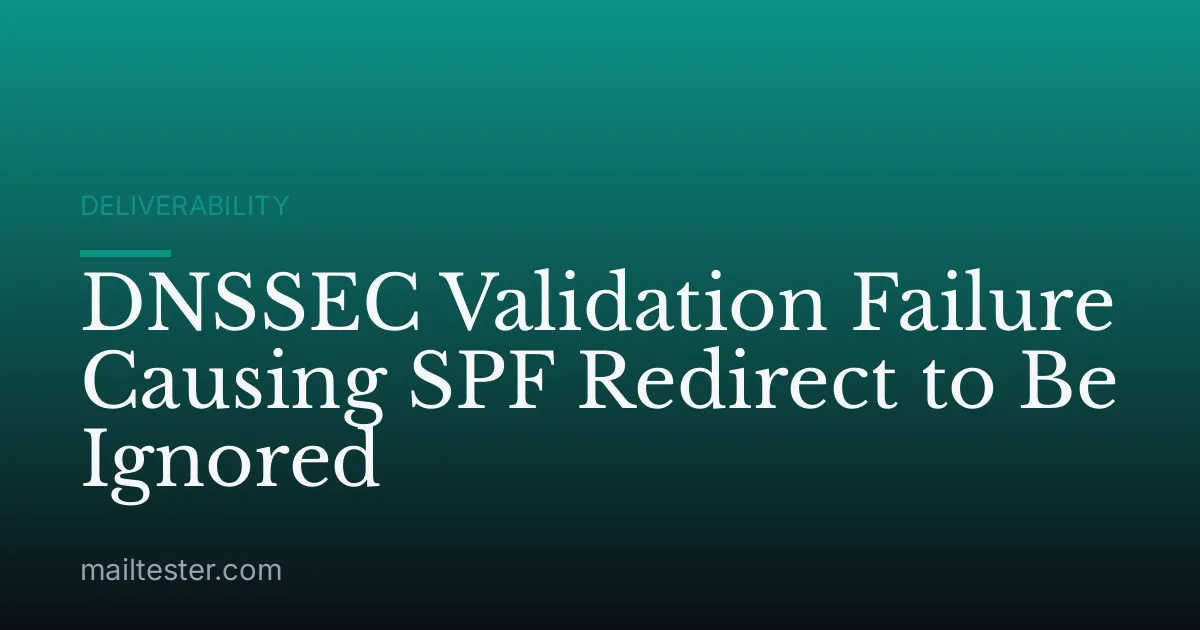 DNSSEC Validation Failure Causing SPF Redirect to Be Ignored