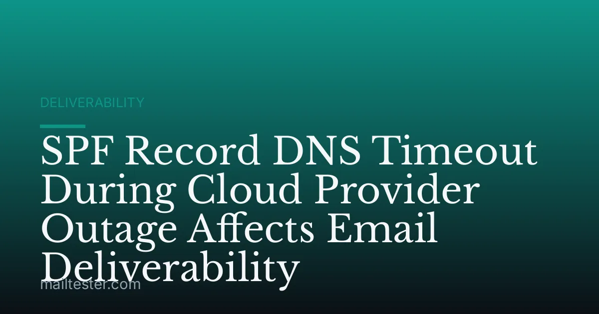 SPF Record DNS Timeout During Cloud Provider Outage Affects Email Deliverability