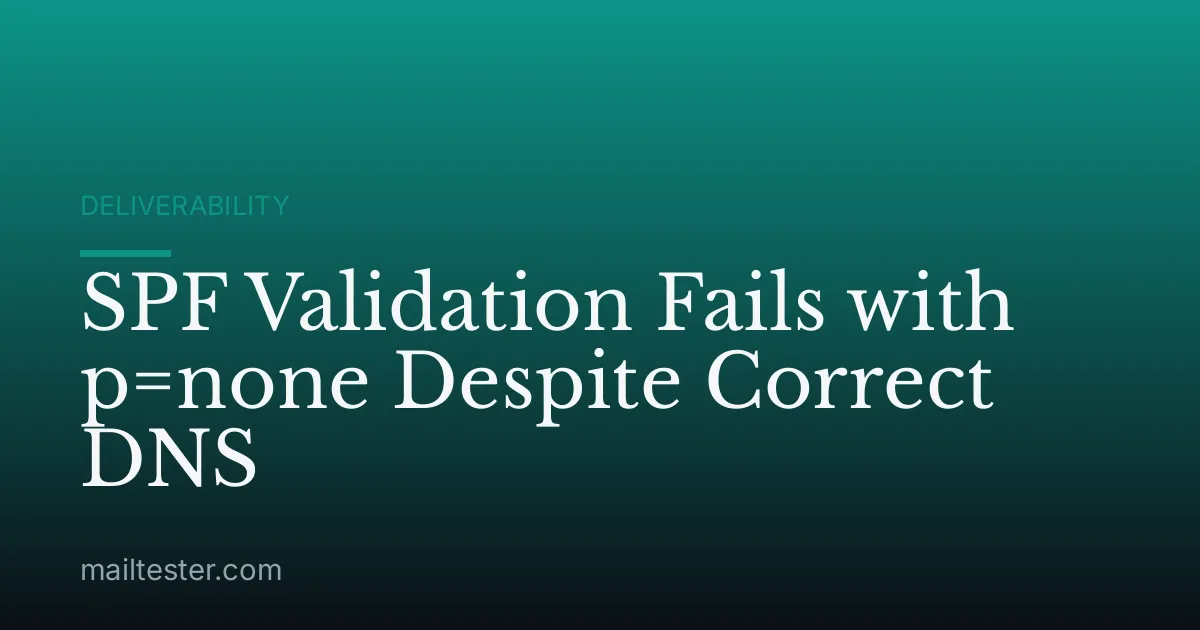 SPF Validation Fails with p=none Despite Correct DNS