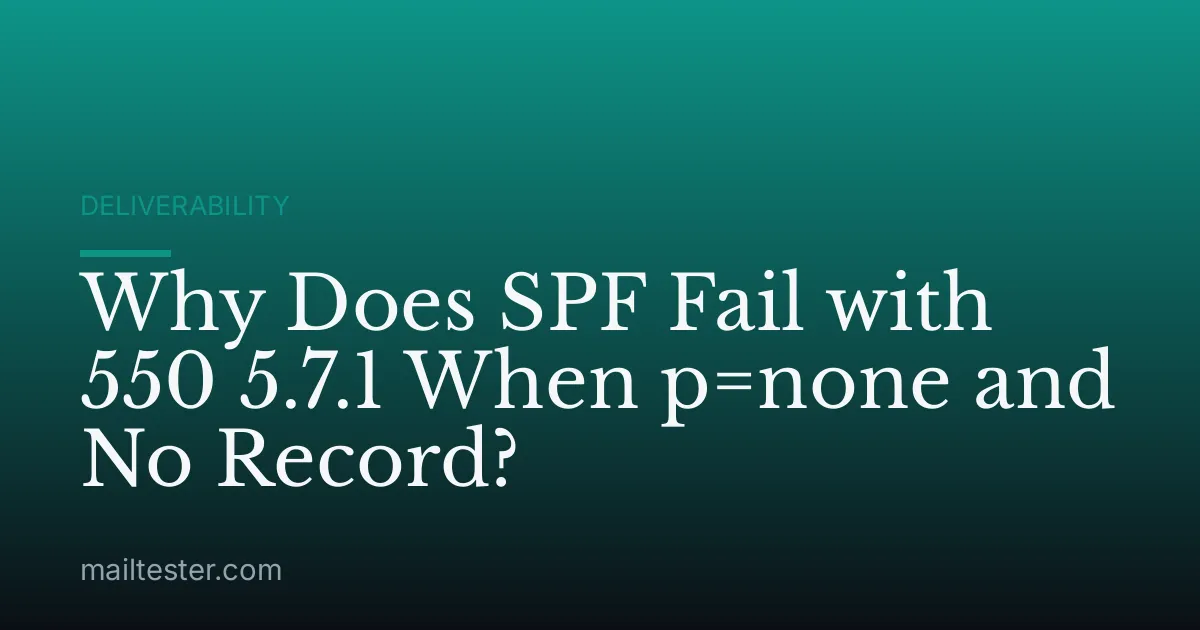 Why Does SPF Fail with 550 5.7.1 When p=none and No Record?