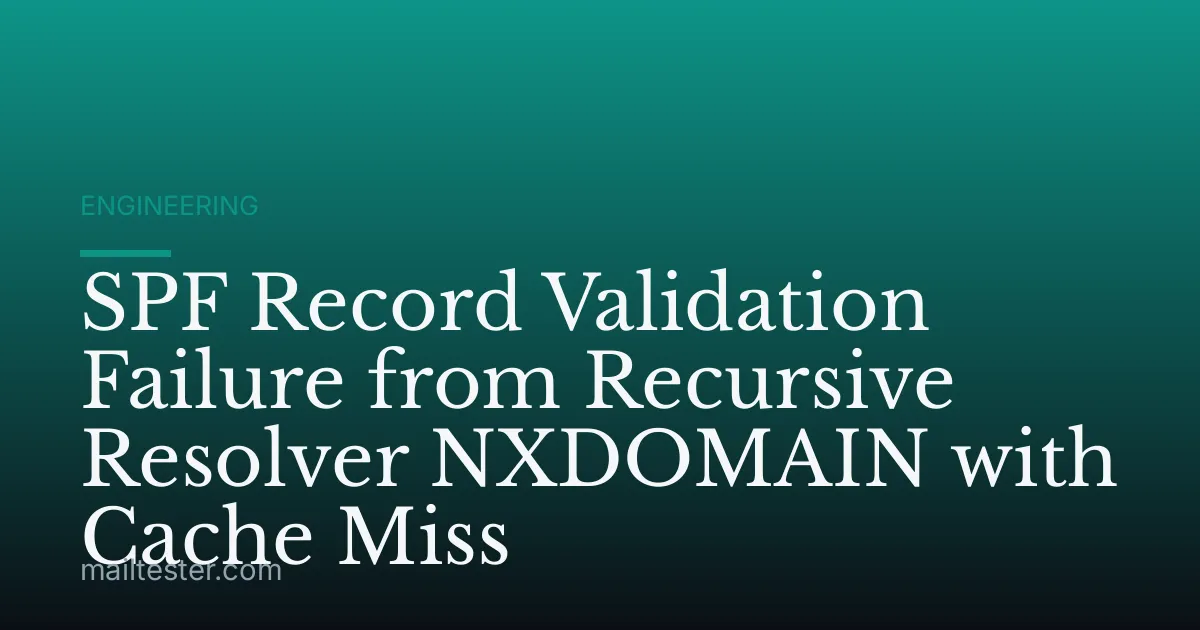 SPF Record Validation Failure from Recursive Resolver NXDOMAIN with Cache Miss