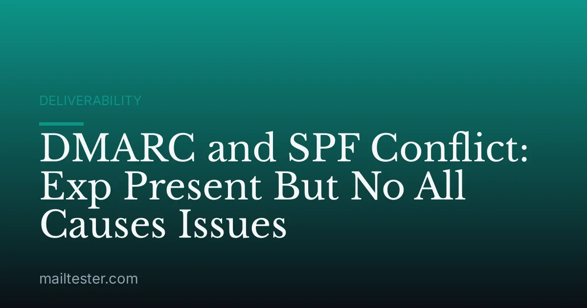 DMARC and SPF Conflict: Exp Present But No All Causes Issues