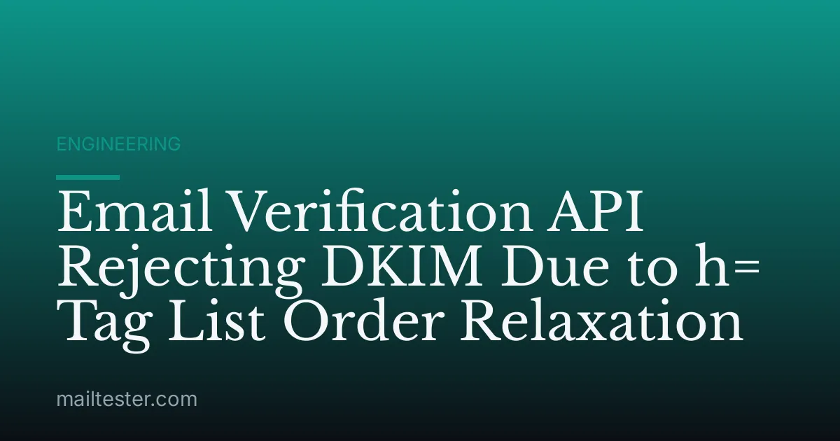 Email Verification API Rejecting DKIM Due to h= Tag List Order Relaxation