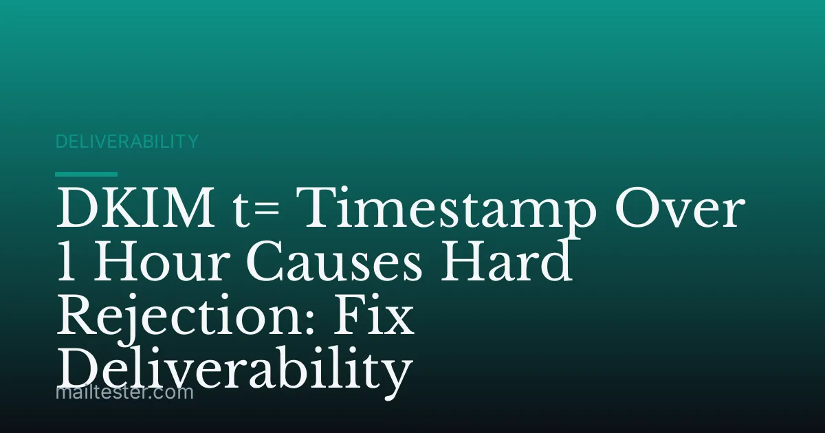 DKIM t= Timestamp Over 1 Hour Causes Hard Rejection: Fix Deliverability