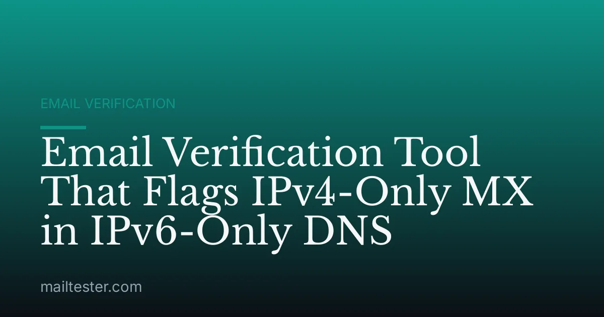 Email Verification Tool That Flags IPv4-Only MX in IPv6-Only DNS