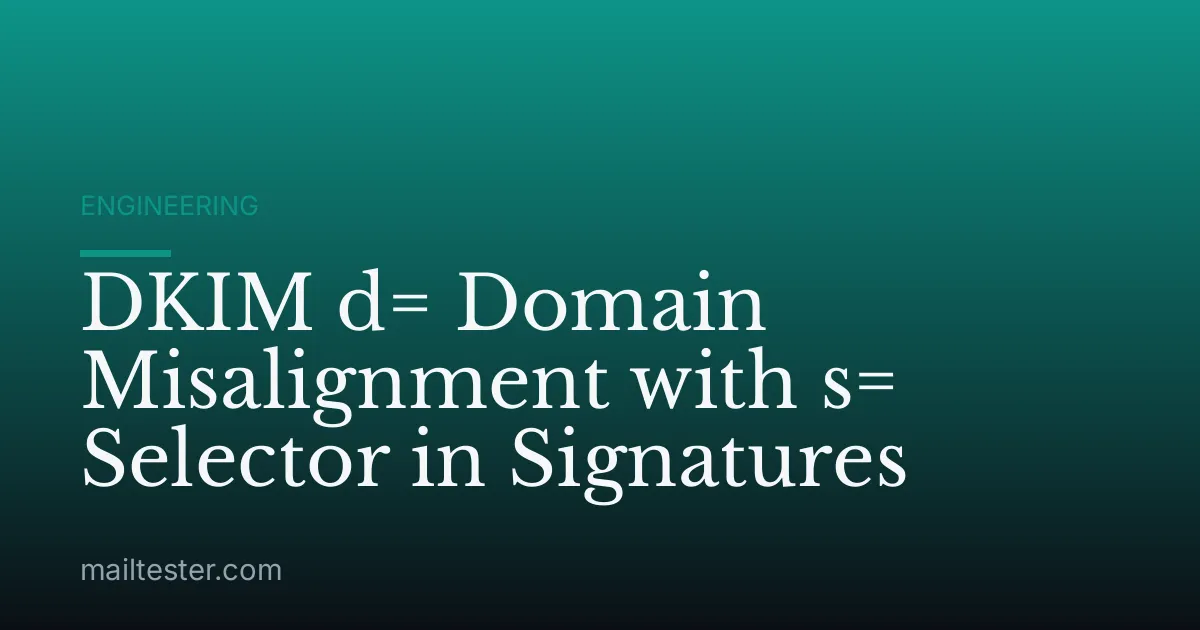 DKIM d= Domain Misalignment with s= Selector in Signatures