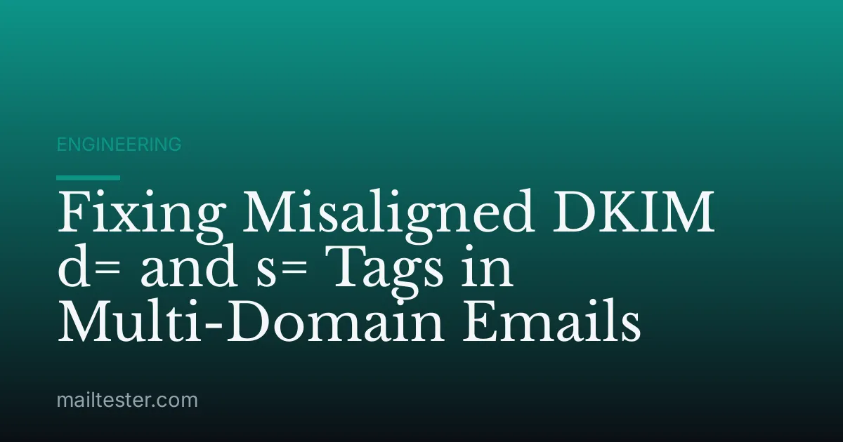 Fixing Misaligned DKIM d= and s= Tags in Multi-Domain Emails