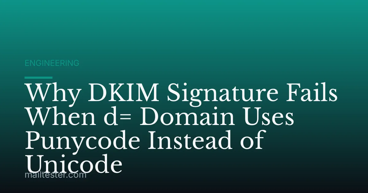 Why DKIM Signature Fails When d= Domain Uses Punycode Instead of Unicode