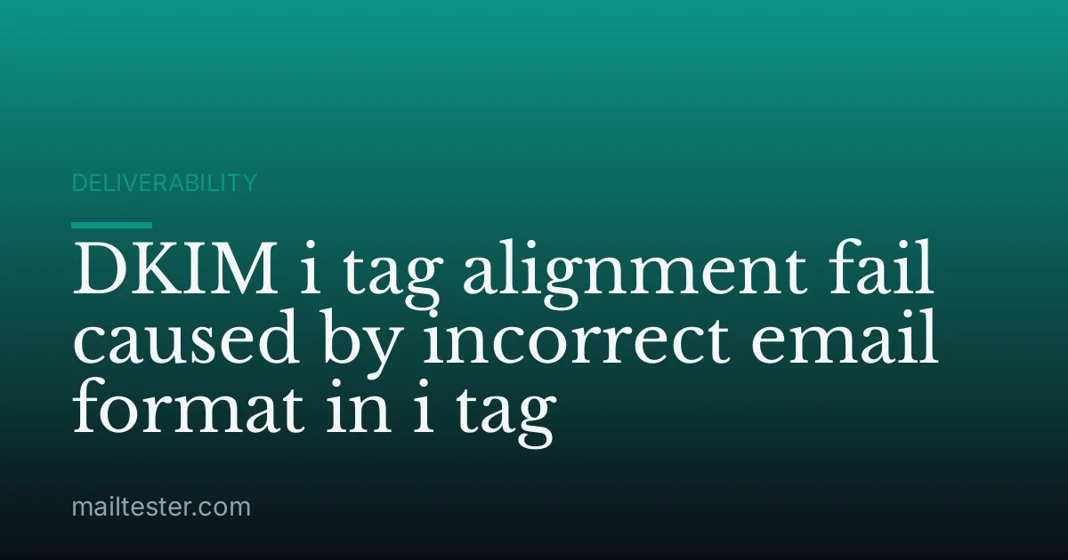 DKIM i tag alignment fail caused by incorrect email format in i tag