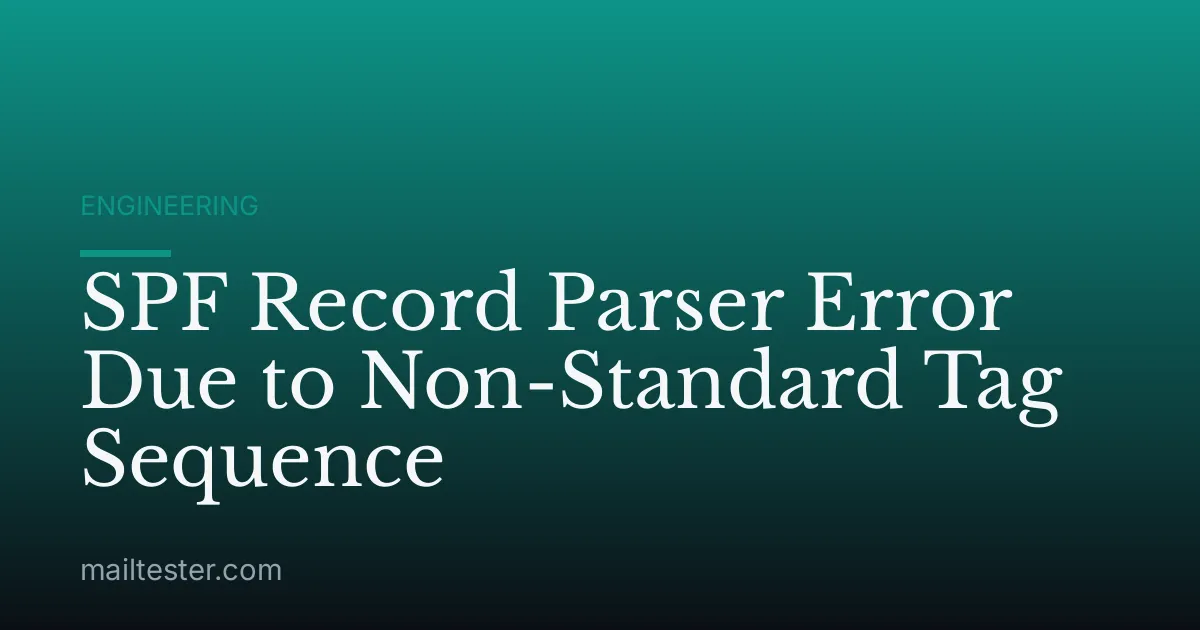 SPF Record Parser Error Due to Non-Standard Tag Sequence