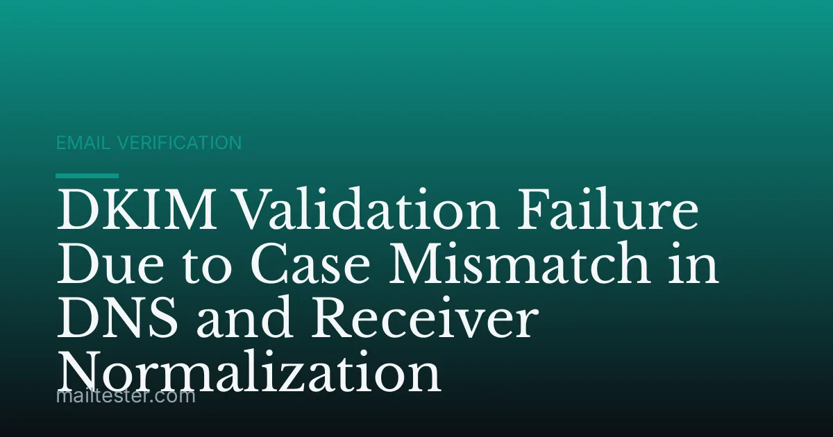 DKIM Validation Failure Due to Case Mismatch in DNS and Receiver Normalization