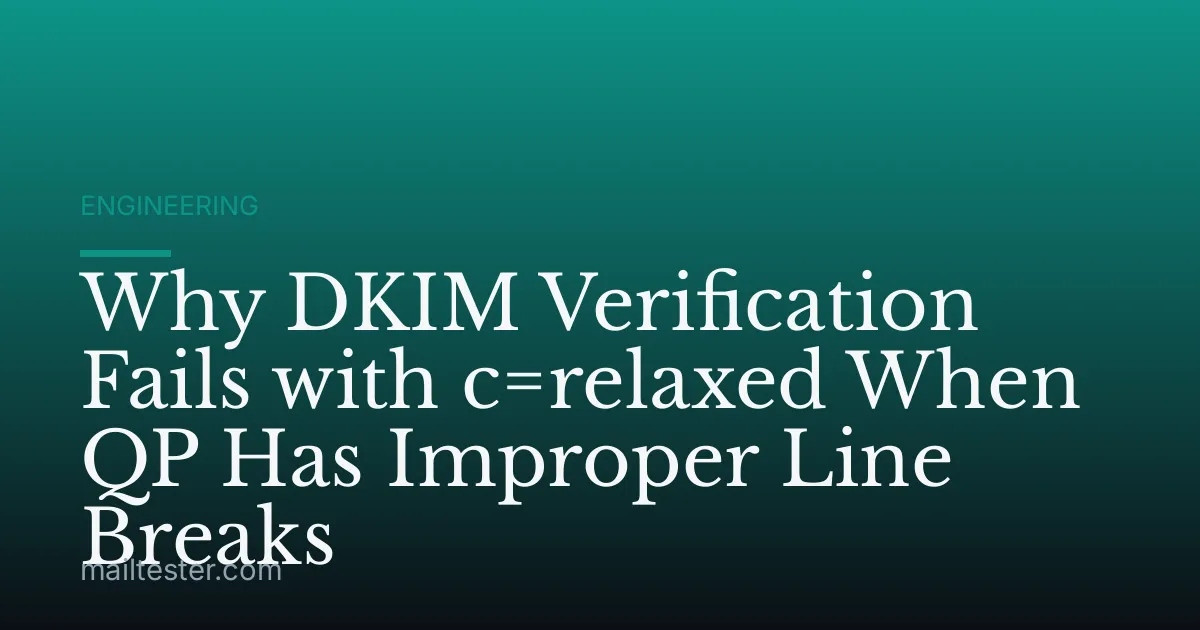 Why DKIM Verification Fails with c=relaxed When QP Has Improper Line Breaks