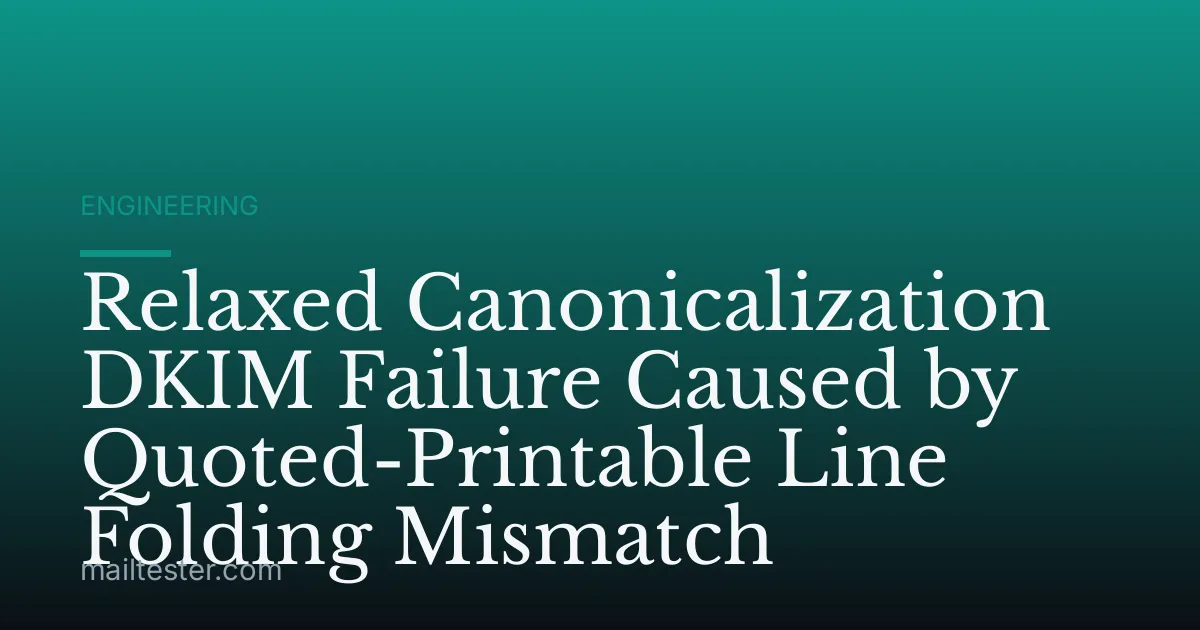 Relaxed Canonicalization DKIM Failure Caused by Quoted-Printable Line Folding Mismatch