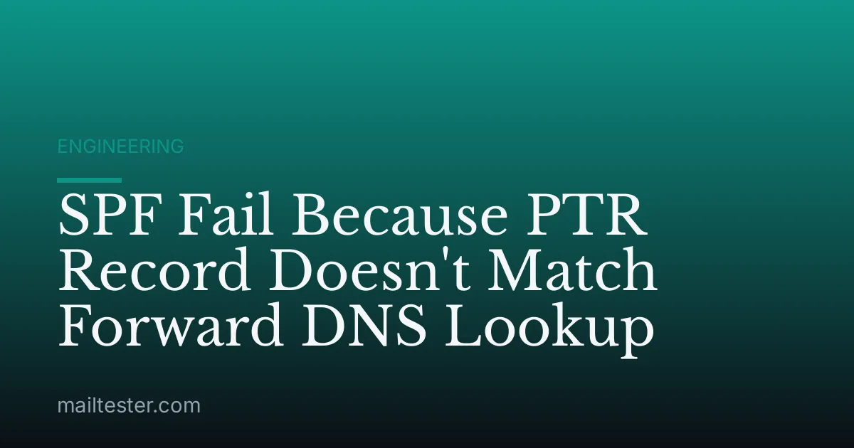 SPF Fail Because PTR Record Doesn't Match Forward DNS Lookup