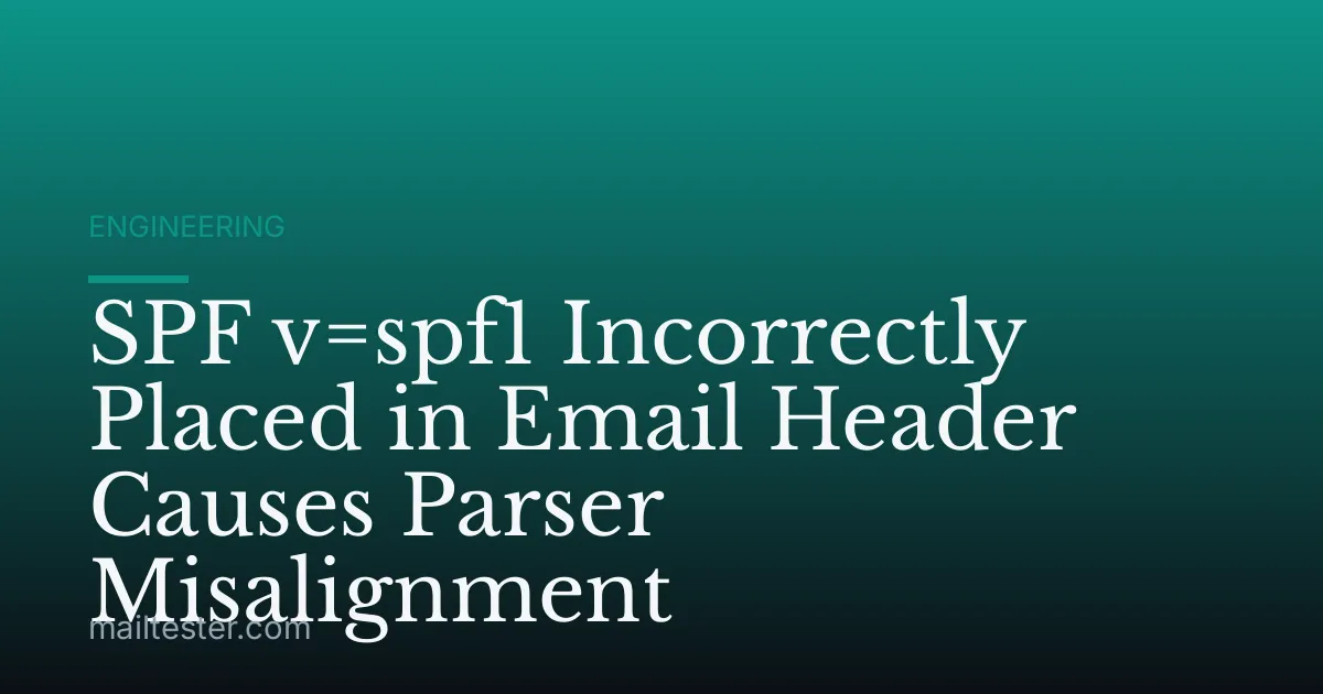 SPF v=spf1 Incorrectly Placed in Email Header Causes Parser Misalignment