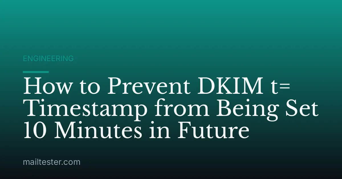 How to Prevent DKIM t= Timestamp from Being Set 10 Minutes in Future