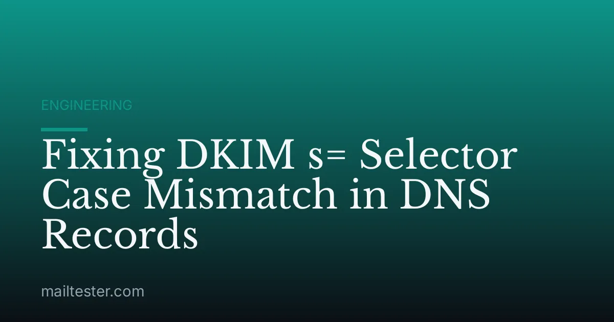 Fixing DKIM s= Selector Case Mismatch in DNS Records
