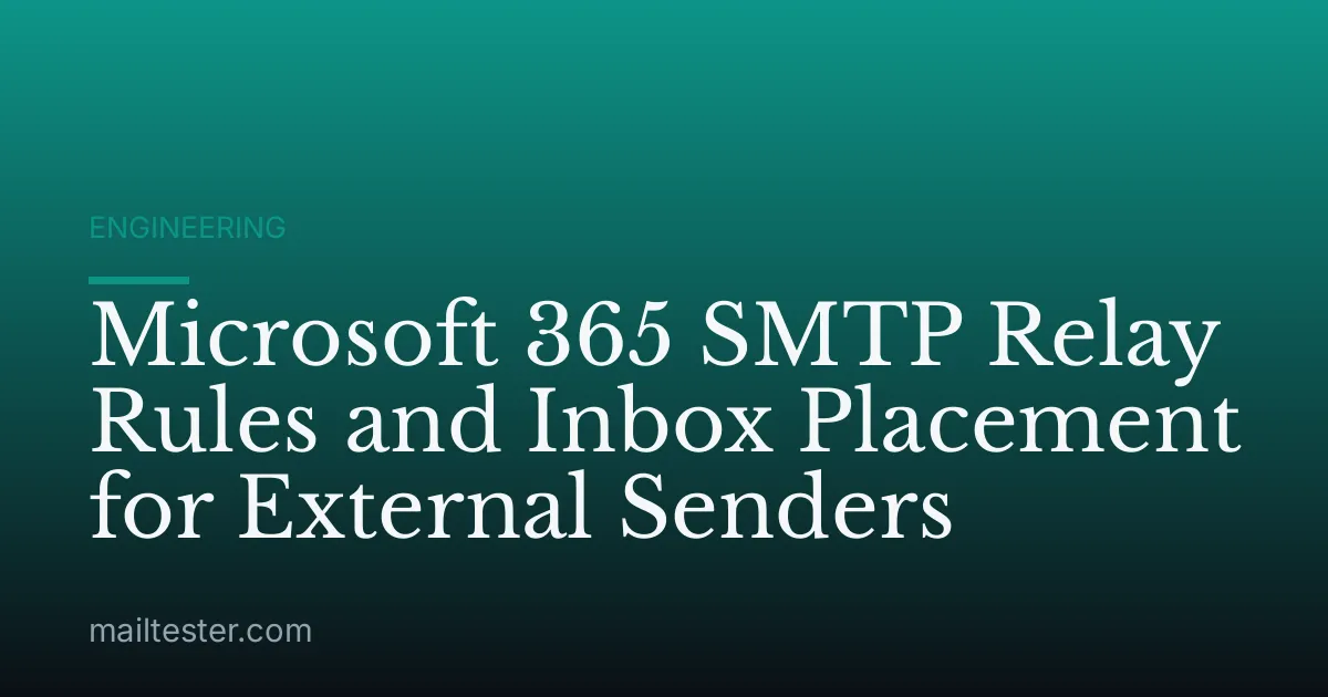 Microsoft 365 SMTP Relay Rules and Inbox Placement for External Senders