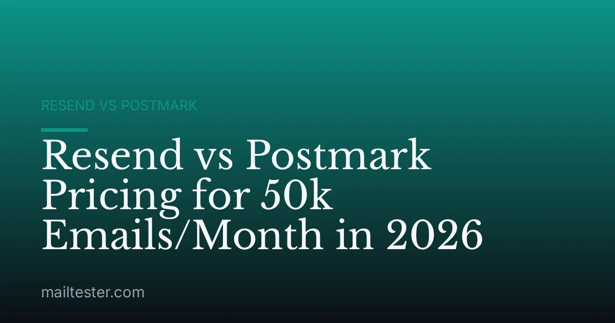 Resend vs Postmark Pricing for 50k Emails/Month in 2026