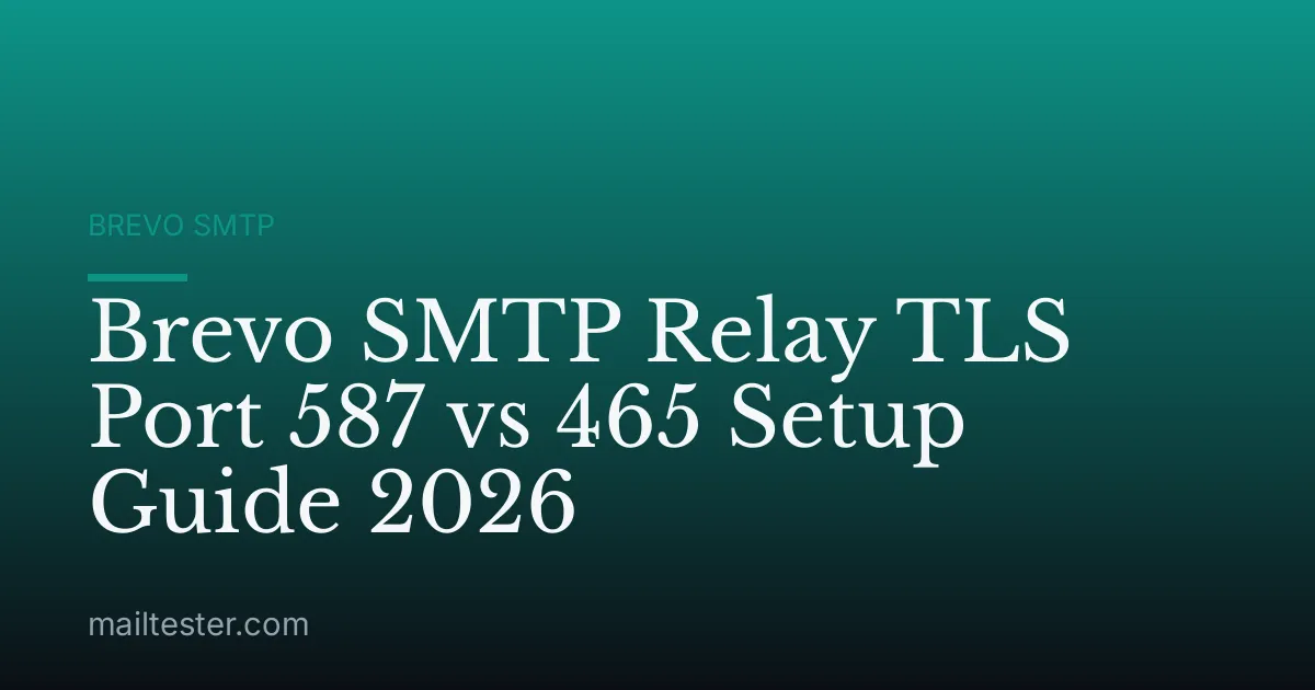 Brevo SMTP Relay TLS Port 587 vs 465 Setup Guide 2026
